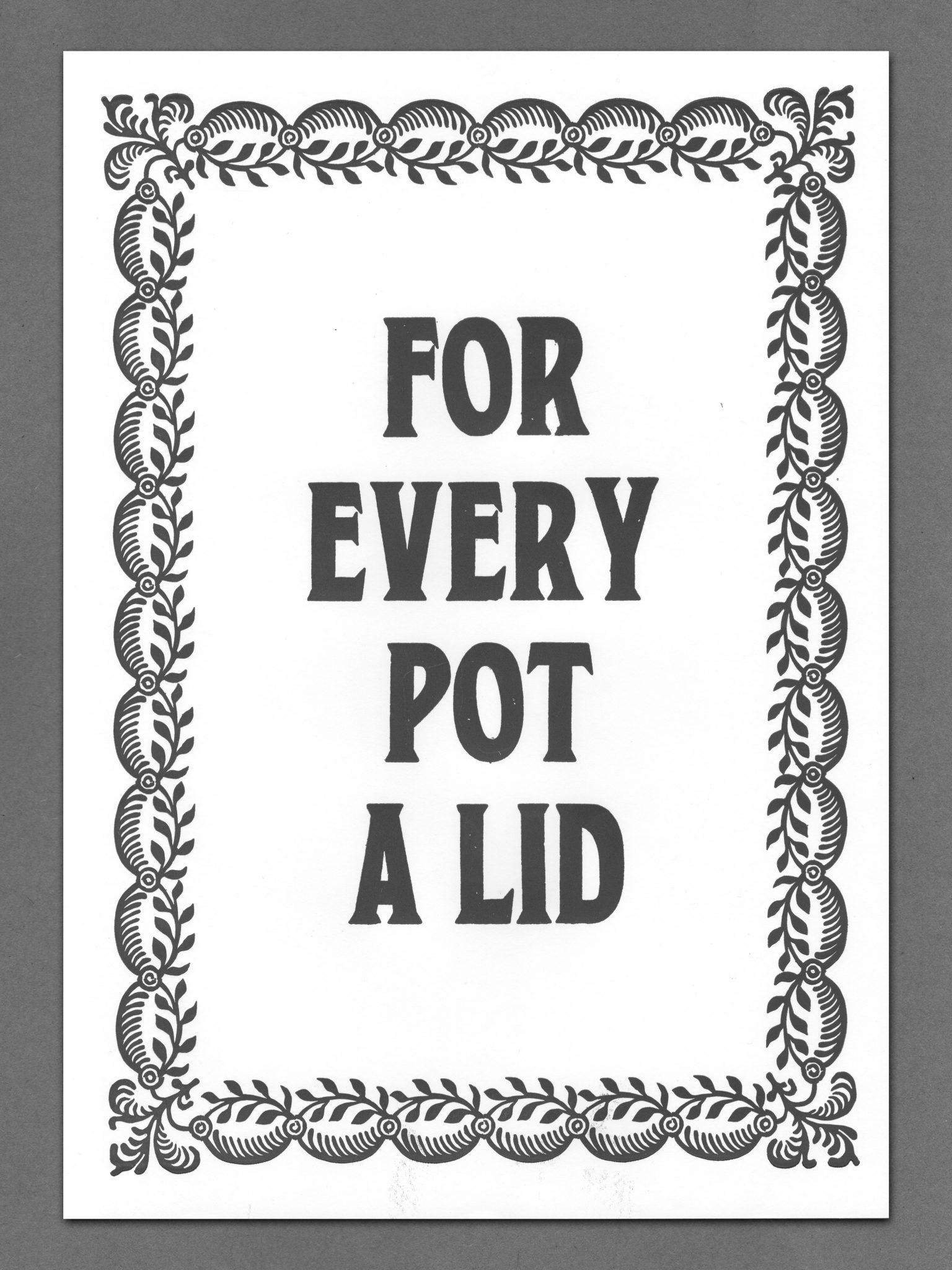 ForEveryPot For Every Pot A Lid Letterpress Print - A3