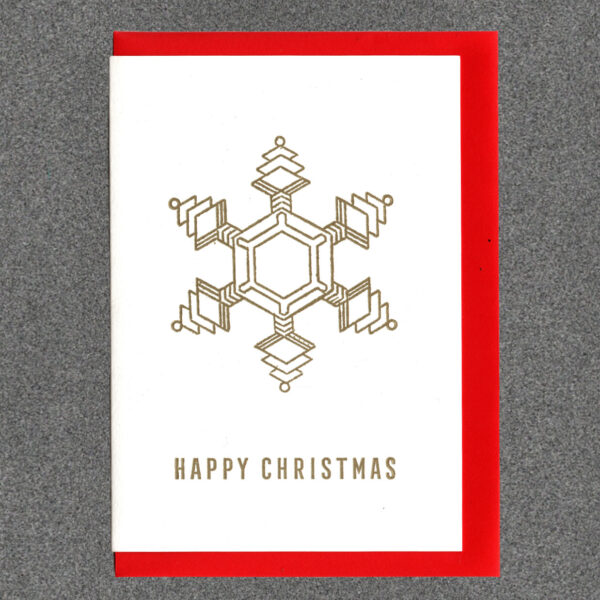 Snowflake. Happy Christmas. Gold.